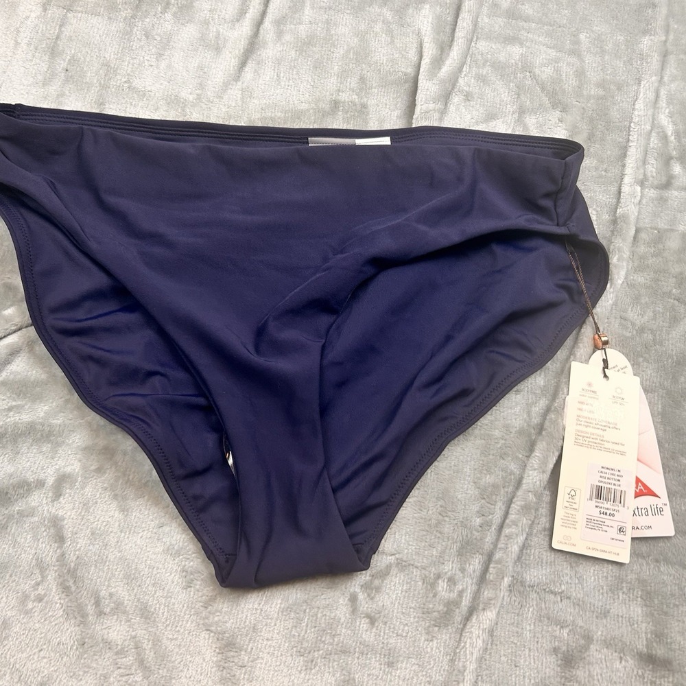 NWT CALIA Women's  MEDIUM  Core Mid Rise Swim Bottom Opulent Blue Orig $48